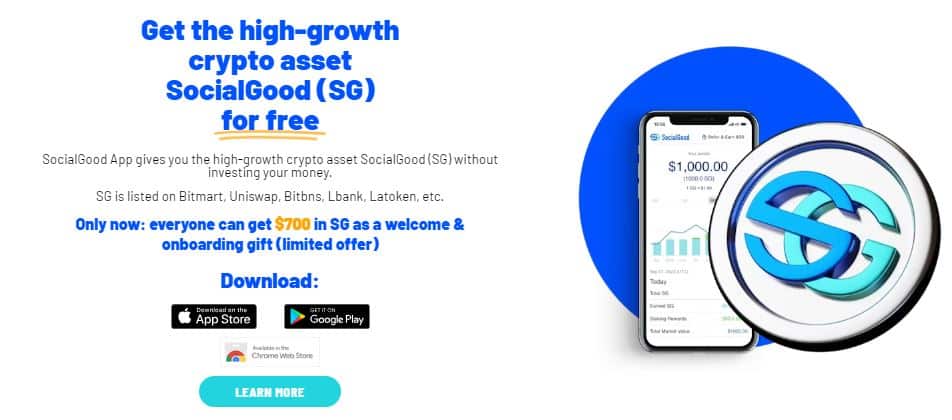 SocialGood App Referral Code is (7XQ2TT) Get $25 Worth Of SG Signup Bonus.