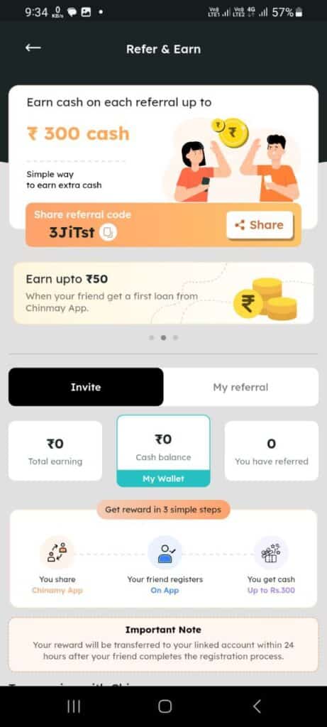 Chinmay Referral Code (3JiTst) Get ₹300 As a Signup Bonus