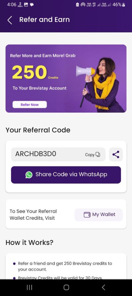 Brevistay Referral Code (ARCHDB3D0) Get ₹1000 Off.