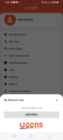 Uoons App Referral Code | Get 5000 Coins!