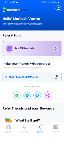 Reward Zone App Refer Code | Get 500 Points!