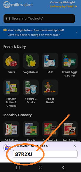 Milkbasket App Referral Code