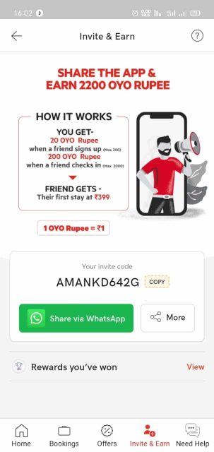 referral code for oyo rooms app