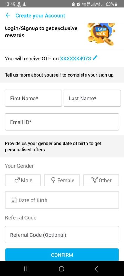 Mamaearth App Sign Up